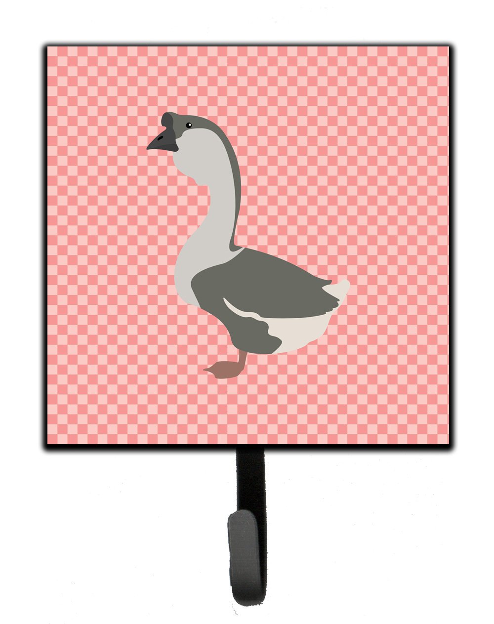 African Goose Pink Check Leash or Key Holder Wall Hooks, Key Hooks Holder, Coat Rack Wall Mount, Coat Hooks, Hooks for Hanging Keys, Towels, Aprons, Leashes