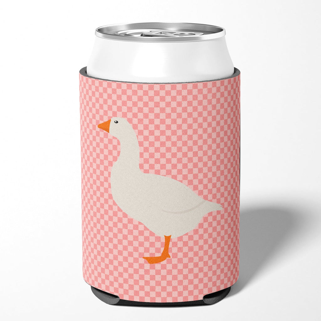 Shire Horse Pink Check Can or Bottle Hugger Cooler Sleeve for Standard 12 oz Cans, Insulated Foam Beer & Soda Can Hugger Reusable