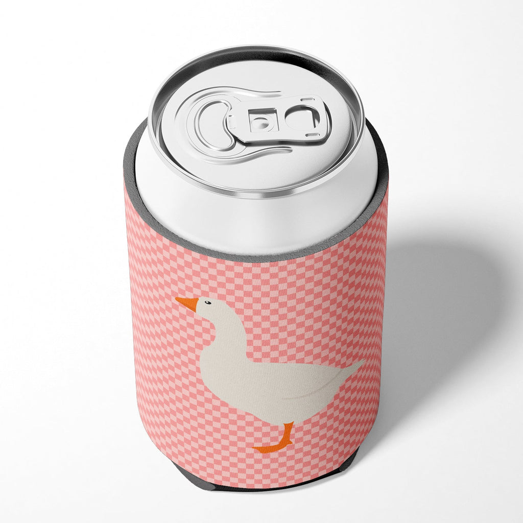 Shire Horse Pink Check Can or Bottle Hugger Cooler Sleeve for Standard 12 oz Cans, Insulated Foam Beer & Soda Can Hugger Reusable