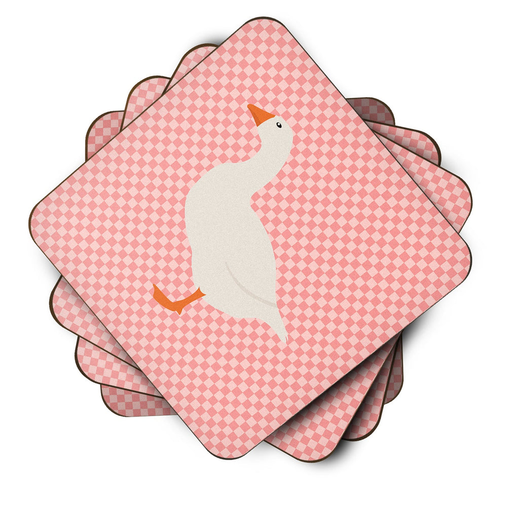 Shire Horse Pink Check Foam Coasters Set of 4 Cup Coasters for Indoor Outdoor, Tabletop Protection, Anti Slip, Mouse pad Material