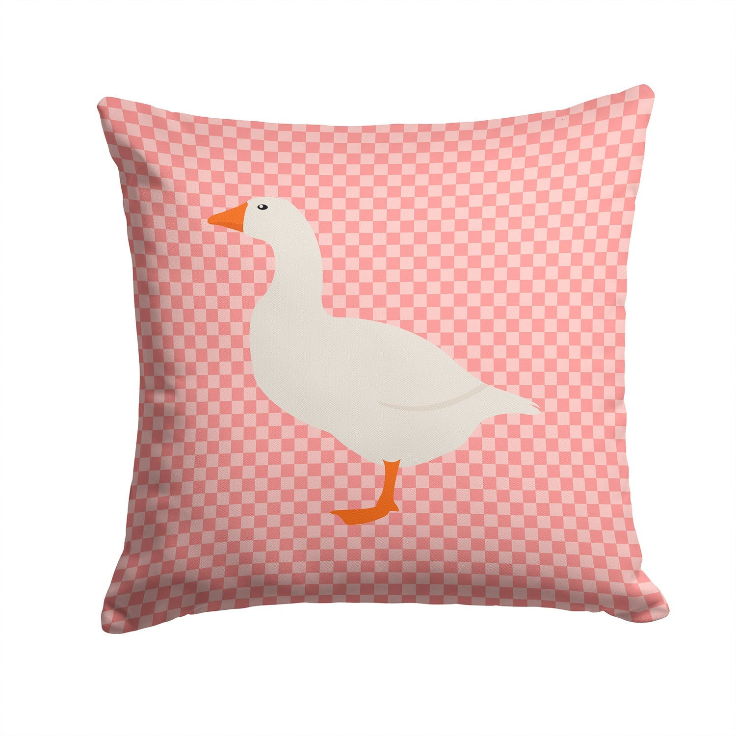 Shire Horse Pink Check Decorative Throw Pillow 14x14 Indoor Outdoor Accent Cushion, Fabric Cover with Insert for Sofa, Bed, Porch & Living Room