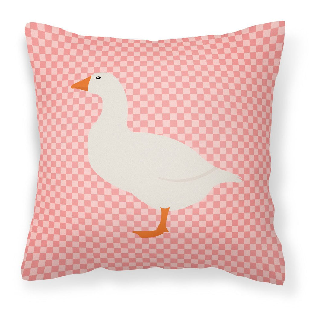 Shire Horse Pink Check Decorative Throw Pillow 18x18 Indoor Outdoor Accent Cushion, Fabric Cover with Insert for Sofa, Bed, Porch & Living Room