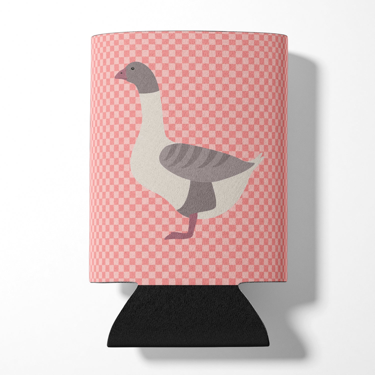 Buff Grey Back Goose Pink Check Can or Bottle Hugger Cooler Sleeve for Standard 12 oz Cans, Insulated Foam Beer & Soda Can Hugger Reusable