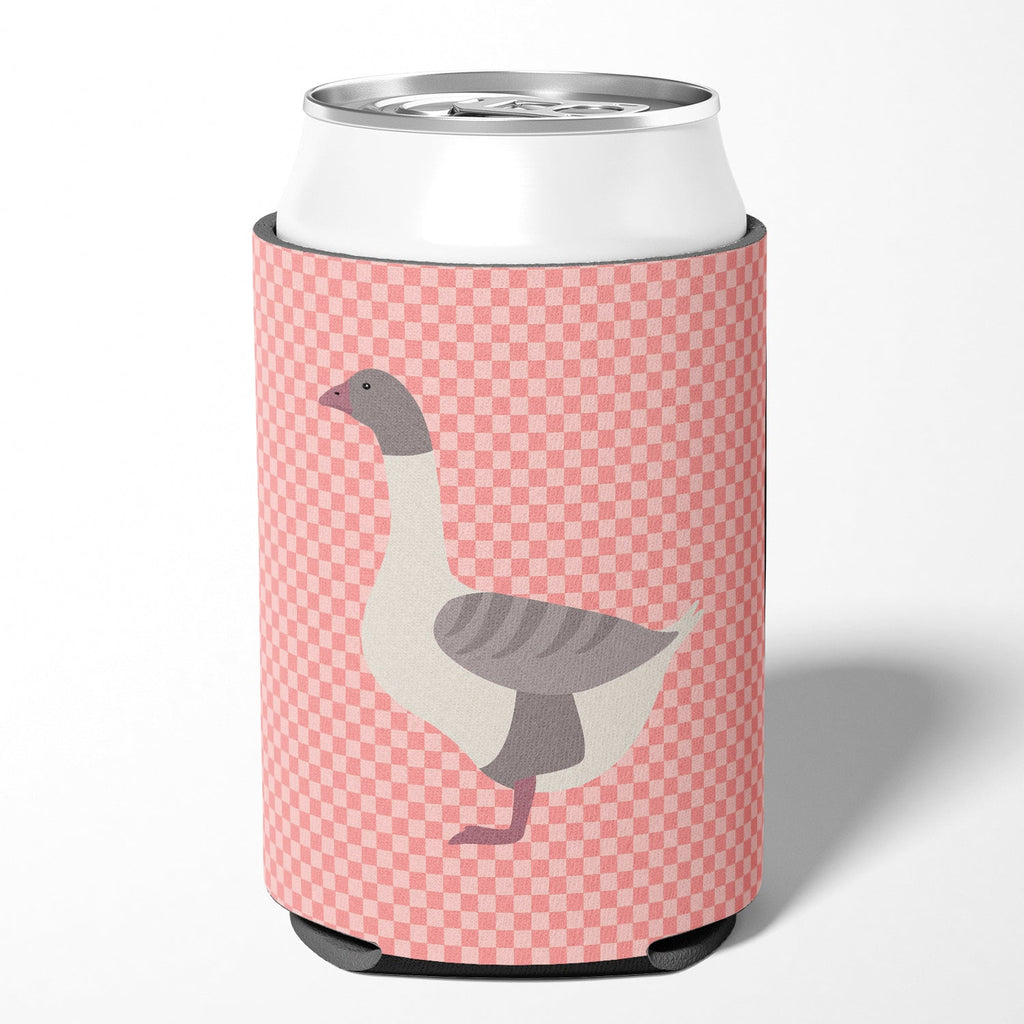 Buff Grey Back Goose Pink Check Can or Bottle Hugger Cooler Sleeve for Standard 12 oz Cans, Insulated Foam Beer & Soda Can Hugger Reusable