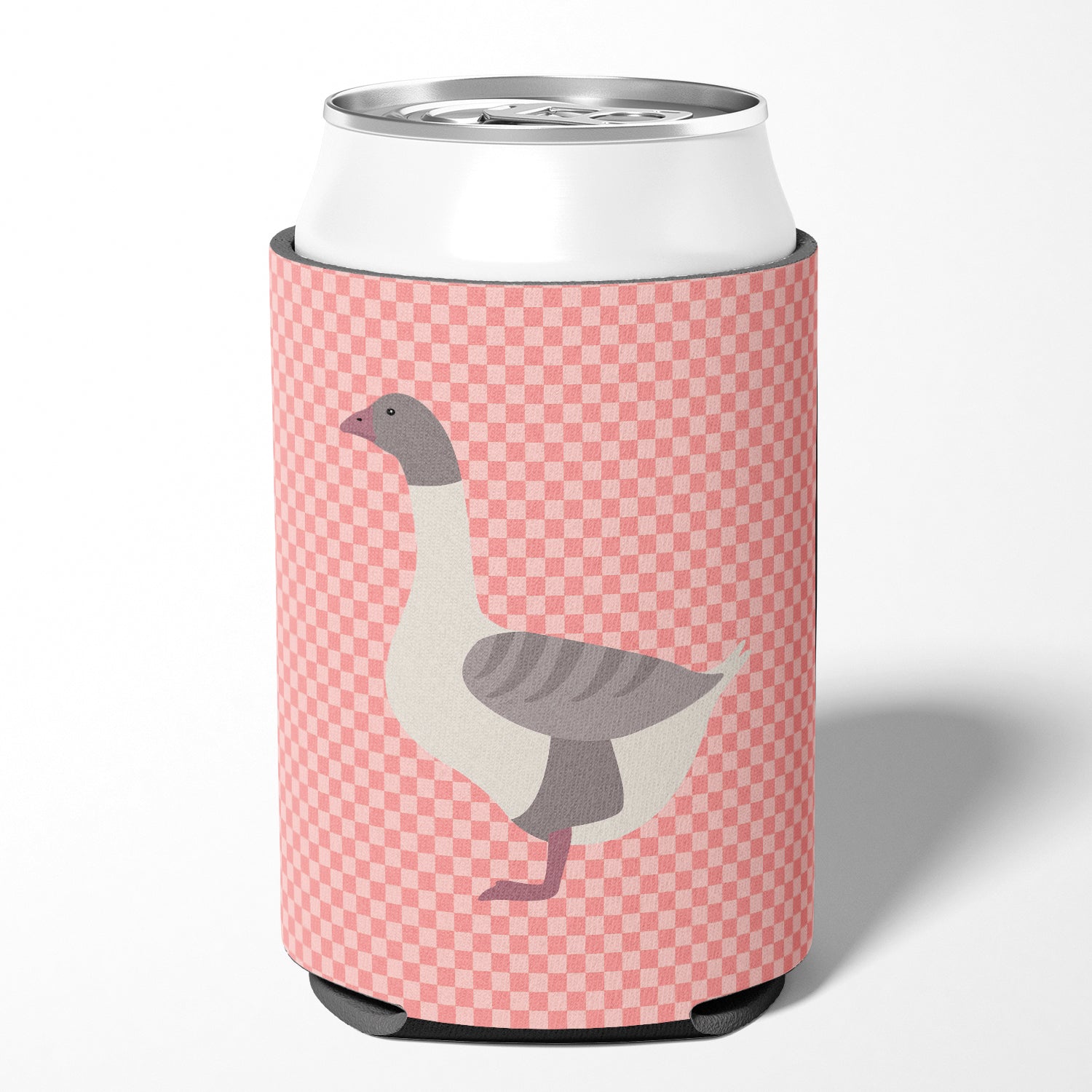 Buff Grey Back Goose Pink Check Can or Bottle Hugger Cooler Sleeve for Standard 12 oz Cans, Insulated Foam Beer & Soda Can Hugger Reusable