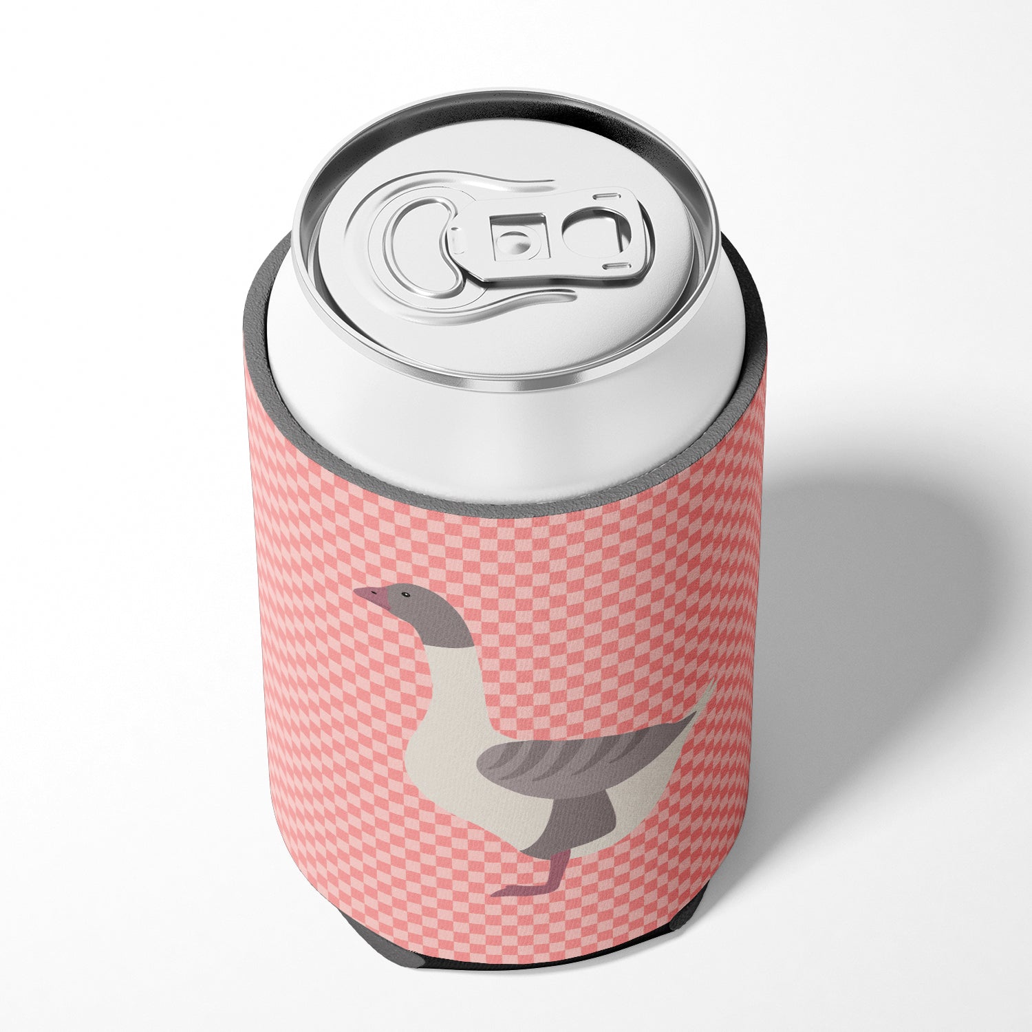 Buff Grey Back Goose Pink Check Can or Bottle Hugger Cooler Sleeve for Standard 12 oz Cans, Insulated Foam Beer & Soda Can Hugger Reusable
