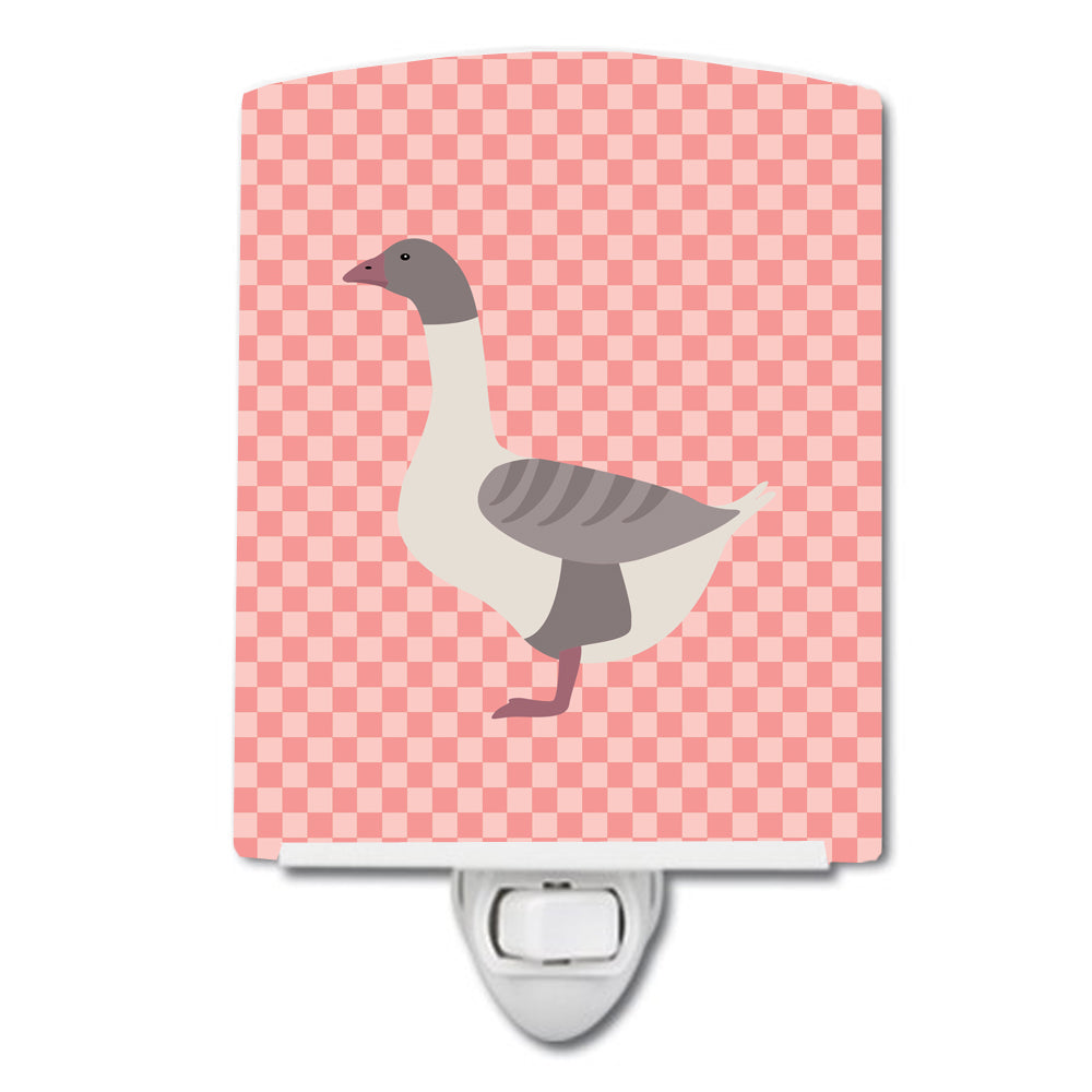 Buff Grey Back Goose Pink Check Ceramic Night Light Compact, UL-Certified, Ideal for Bedroom, Bathroom, Nursery, Hallway, Kitchen, 6x4x3, Multicolor