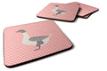 Buff Grey Back Goose Pink Check Foam Coasters Set of 4 Cup Coasters for Indoor Outdoor, Tabletop Protection, Anti Slip, Mouse pad Material