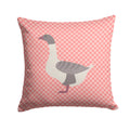 Buff Grey Back Goose Pink Check Decorative Throw Pillow 14x14 Indoor Outdoor Accent Cushion, Fabric Cover with Insert for Sofa, Bed, Porch & Living Room