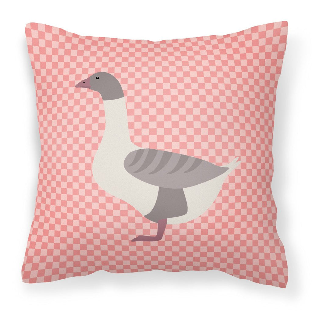 Buff Grey Back Goose Pink Check Decorative Throw Pillow 18x18 Indoor Outdoor Accent Cushion, Fabric Cover with Insert for Sofa, Bed, Porch & Living Room