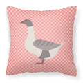 Buff Grey Back Goose Pink Check Decorative Throw Pillow 18x18 Indoor Outdoor Accent Cushion, Fabric Cover with Insert for Sofa, Bed, Porch & Living Room