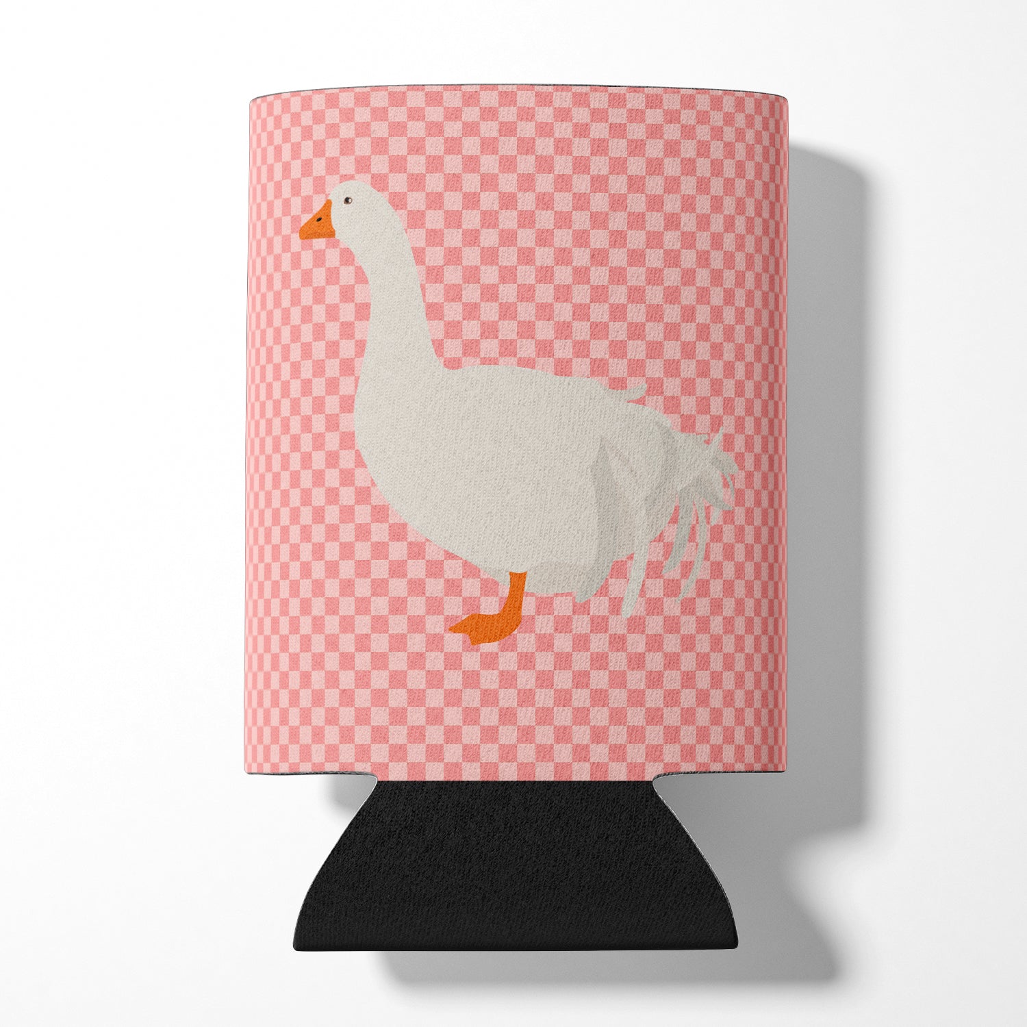 Sebastopol Goose Pink Check Can or Bottle Hugger Cooler Sleeve for Standard 12 oz Cans, Insulated Foam Beer & Soda Can Hugger Reusable