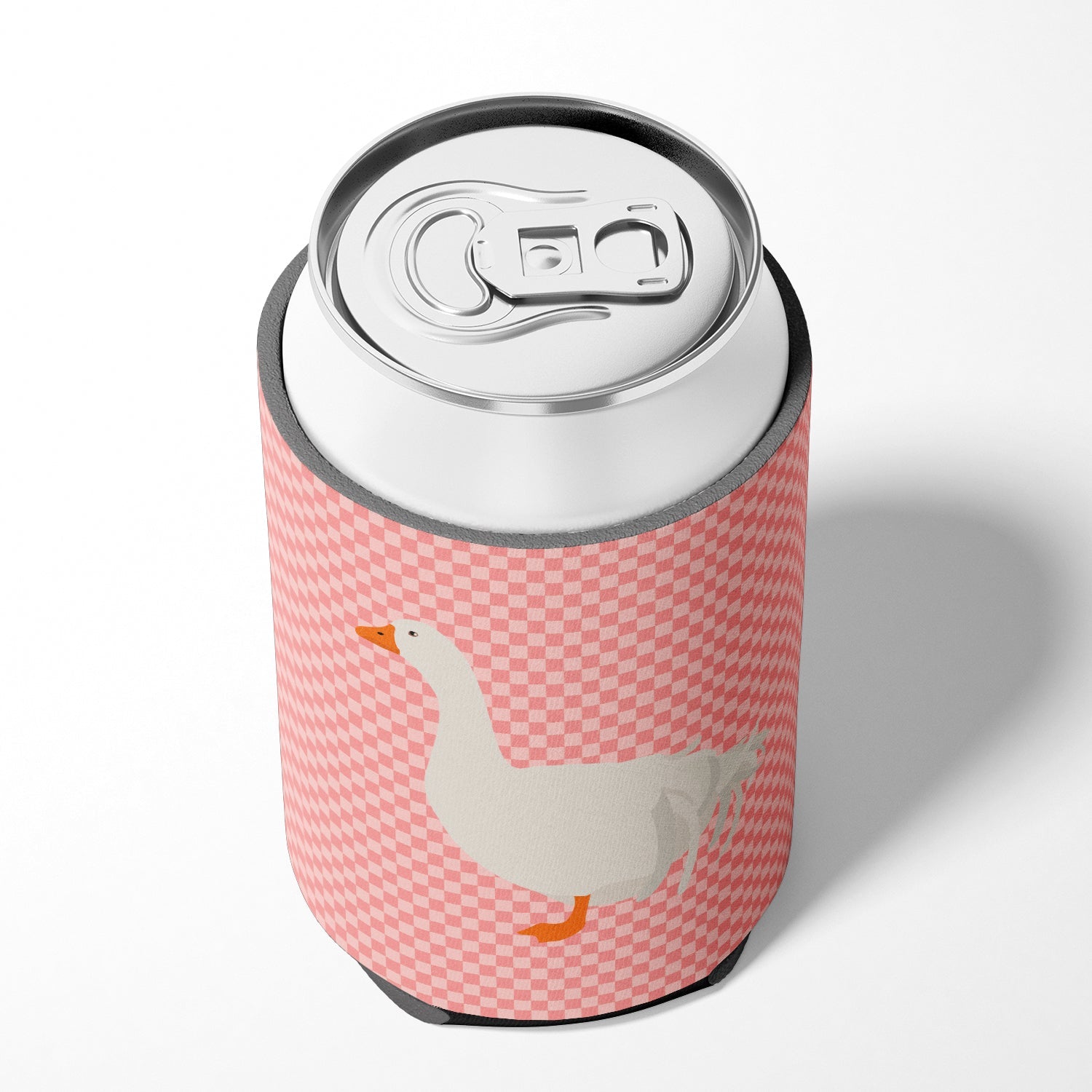 Sebastopol Goose Pink Check Can or Bottle Hugger Cooler Sleeve for Standard 12 oz Cans, Insulated Foam Beer & Soda Can Hugger Reusable