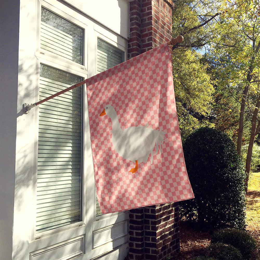Sebastopol Goose Pink Check House Flag 28x40 Porch Sleeve Pole Decorative Outside Yard Banner Artwork Wall Hanging, Polyester