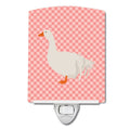 Sebastopol Goose Pink Check Ceramic Night Light Compact, UL-Certified, Ideal for Bedroom, Bathroom, Nursery, Hallway, Kitchen, 6x4x3, Multicolor