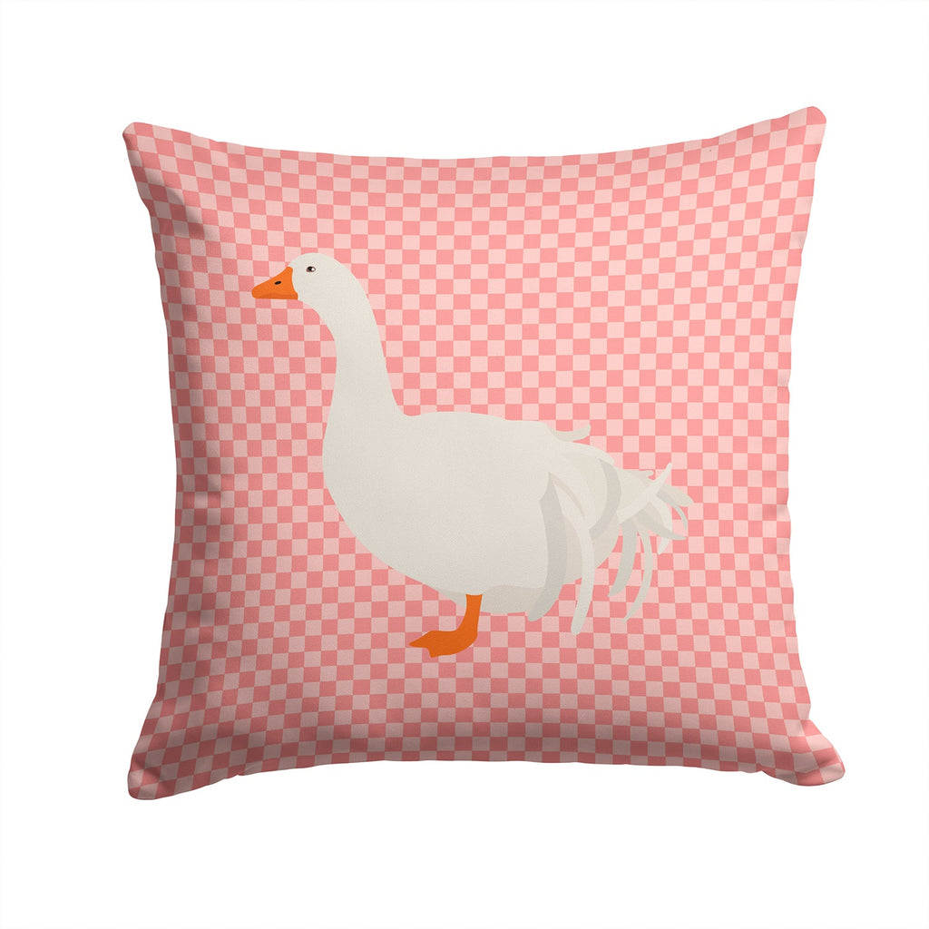 Sebastopol Goose Pink Check Decorative Throw Pillow 14x14 Indoor Outdoor Accent Cushion, Fabric Cover with Insert for Sofa, Bed, Porch & Living Room