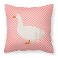 Sebastopol Goose Pink Check Decorative Throw Pillow 18x18 Indoor Outdoor Accent Cushion, Fabric Cover with Insert for Sofa, Bed, Porch & Living Room