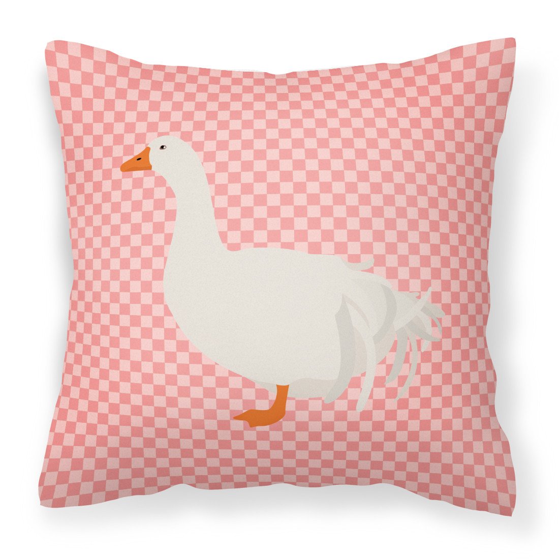 Sebastopol Goose Pink Check Decorative Throw Pillow 18x18 Indoor Outdoor Accent Cushion, Fabric Cover with Insert for Sofa, Bed, Porch & Living Room