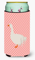 Sebastopol Goose Pink Check Tall Boy Hugger Can Cooler Sleeve Machine Washable Drink Collapsible Insulator Beverage Insulated Holder
