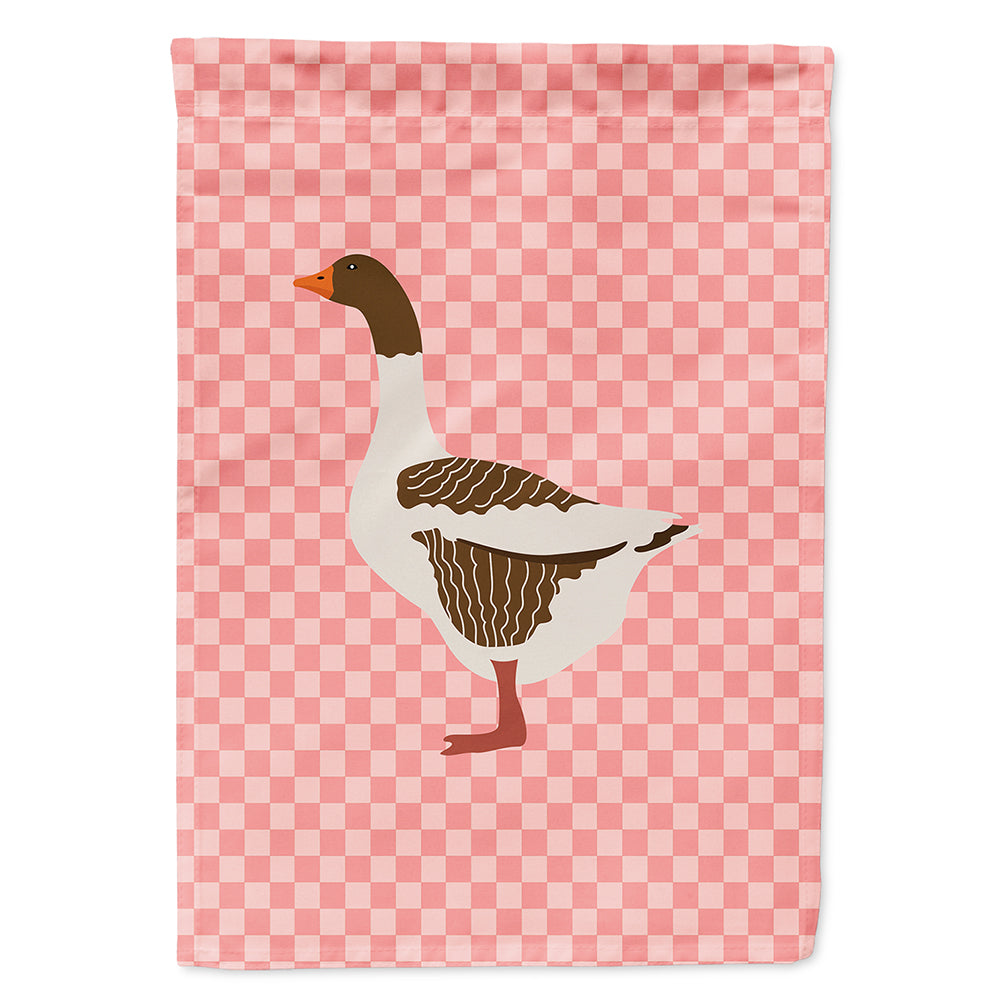 Pomeranian Rogener Goose Pink Check House Flag 28x40 Porch Sleeve Pole Decorative Outside Yard Banner Artwork Wall Hanging, Polyester