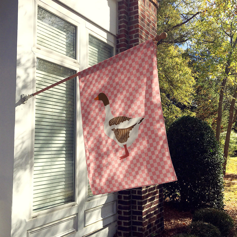 Pomeranian Rogener Goose Pink Check House Flag 28x40 Porch Sleeve Pole Decorative Outside Yard Banner Artwork Wall Hanging, Polyester