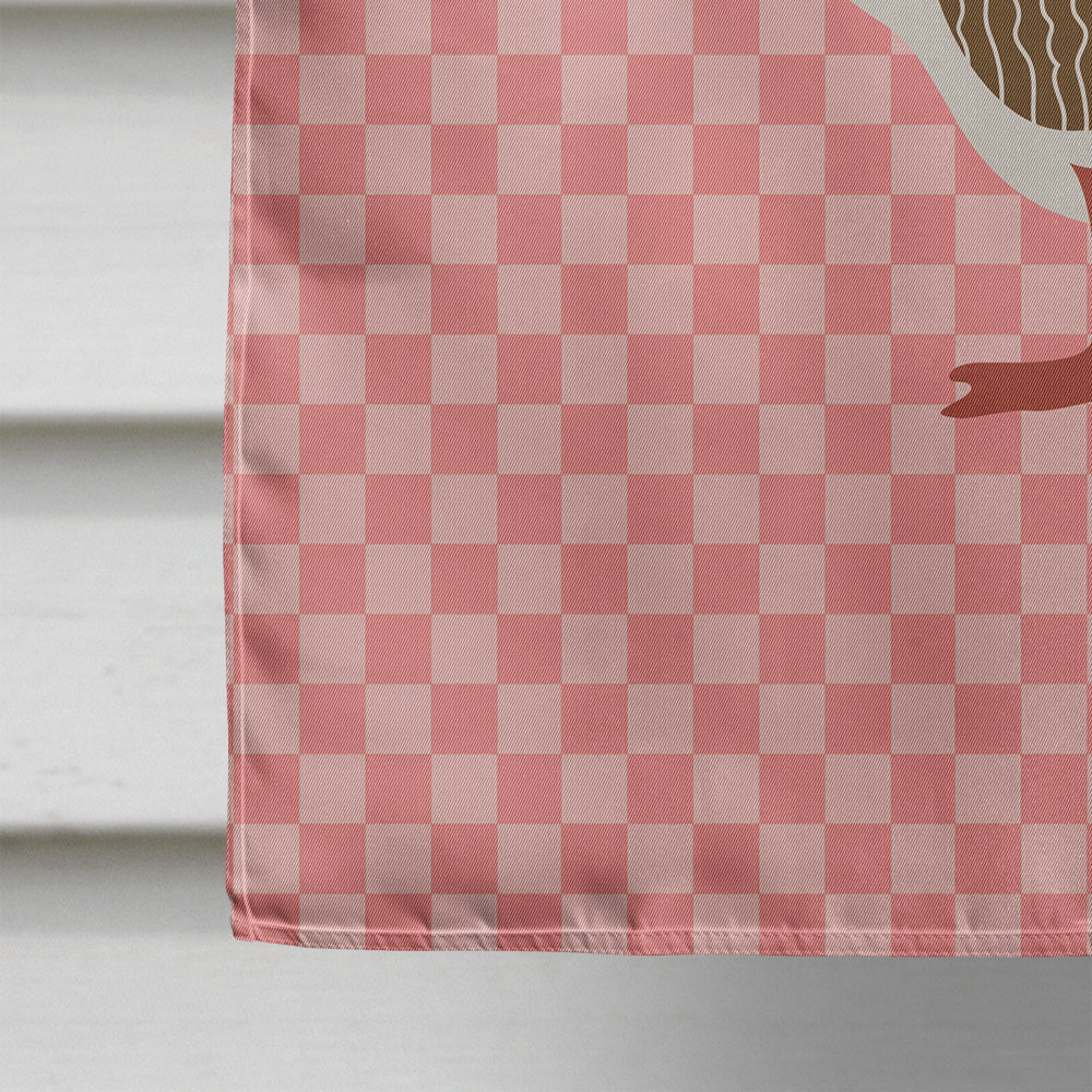 Pomeranian Rogener Goose Pink Check House Flag 28x40 Porch Sleeve Pole Decorative Outside Yard Banner Artwork Wall Hanging, Polyester