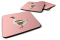 Pomeranian Rogener Goose Pink Check Foam Coasters Set of 4 Cup Coasters for Indoor Outdoor, Tabletop Protection, Anti Slip, Mouse pad Material