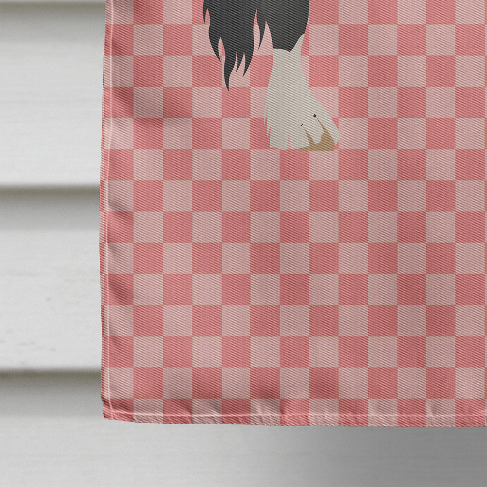 Pomeranian Rogener Goose Pink Check House Flag 28x40 Porch Sleeve Pole Decorative Outside Yard Banner Artwork Wall Hanging, Polyester