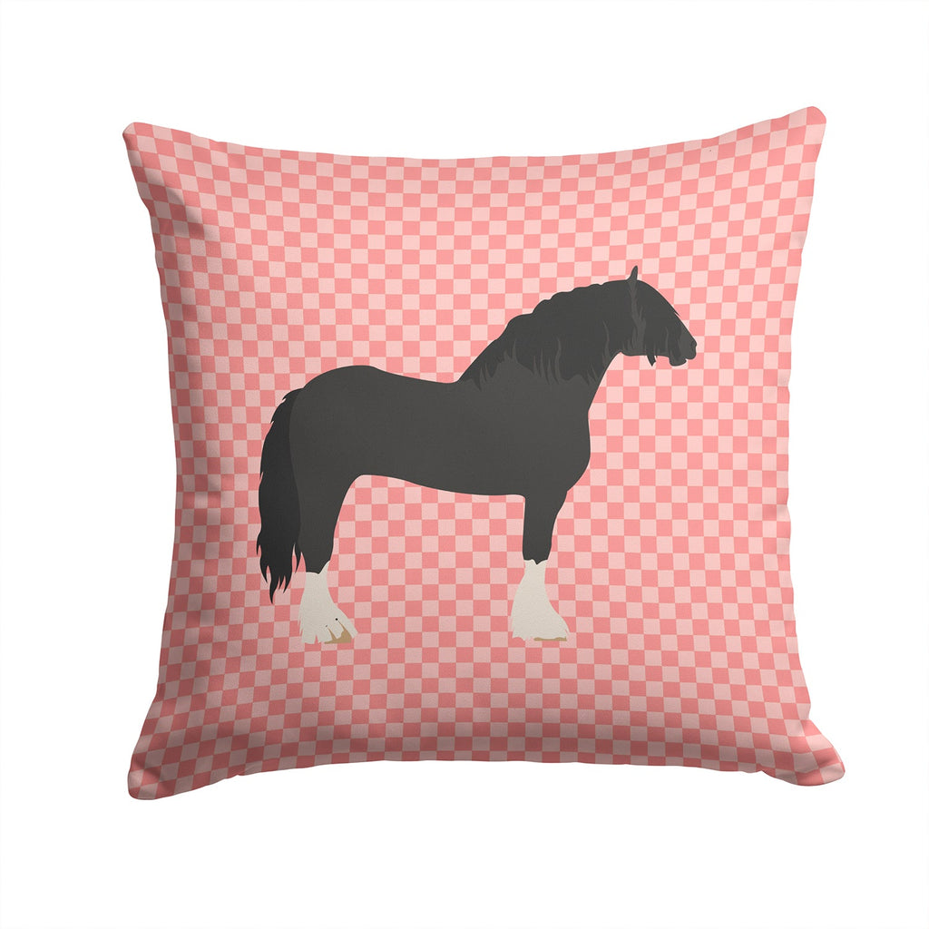 Pomeranian Rogener Goose Pink Check Decorative Throw Pillow 14x14 Indoor Outdoor Accent Cushion, Fabric Cover with Insert for Sofa, Bed, Porch & Living Room