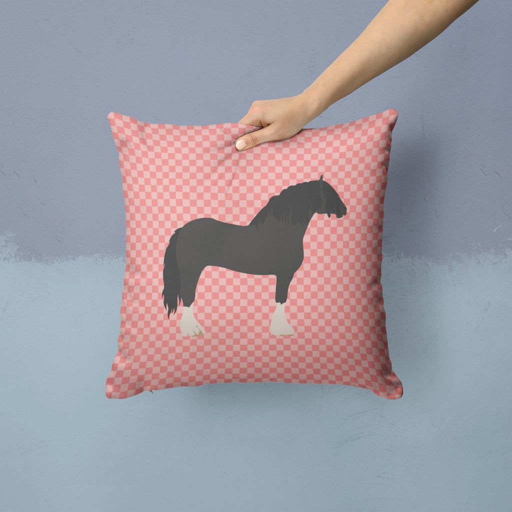 Pomeranian Rogener Goose Pink Check Decorative Throw Pillow 14x14 Indoor Outdoor Accent Cushion, Fabric Cover with Insert for Sofa, Bed, Porch & Living Room