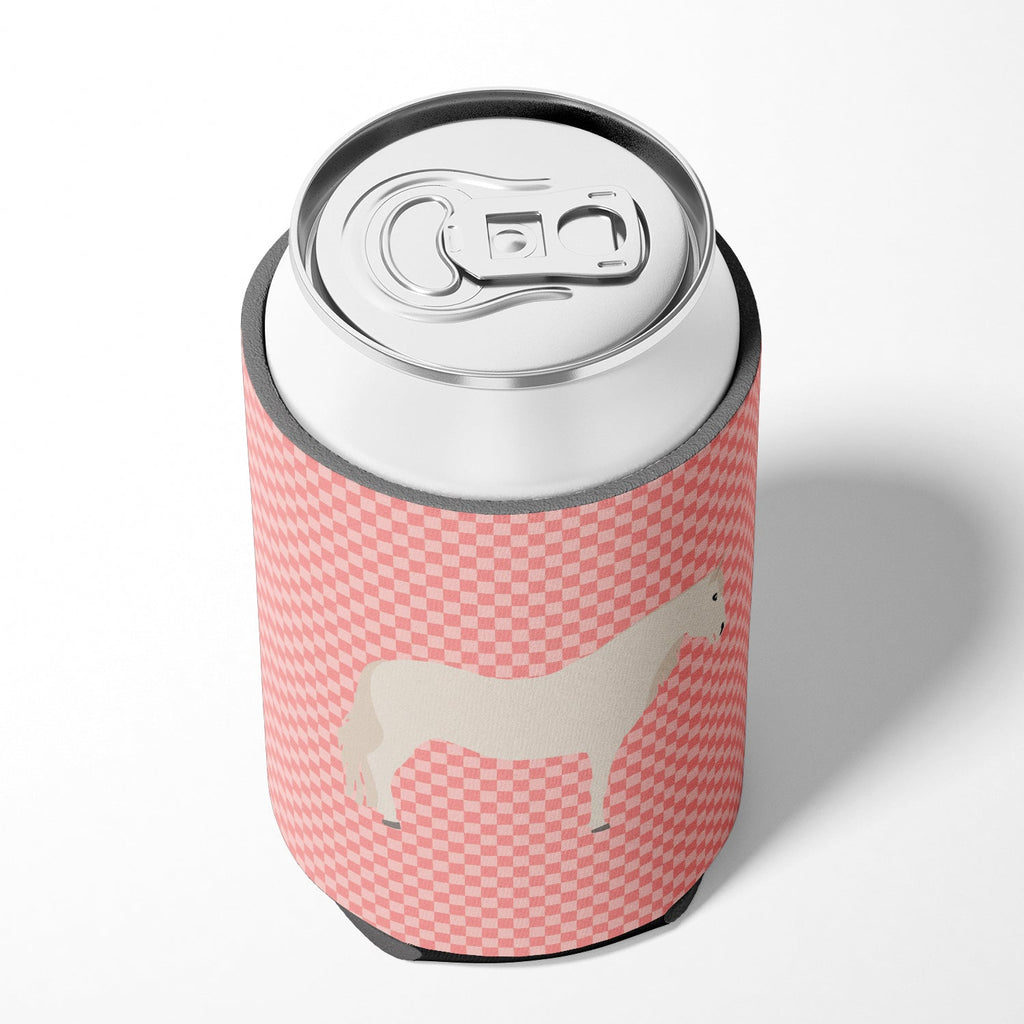 Paso Fino Horse Pink Check Can or Bottle Hugger Cooler Sleeve for Standard 12 oz Cans, Insulated Foam Beer & Soda Can Hugger Reusable