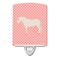 Paso Fino Horse Pink Check Ceramic Night Light Compact, UL-Certified, Ideal for Bedroom, Bathroom, Nursery, Hallway, Kitchen, 6x4x3, Multicolor