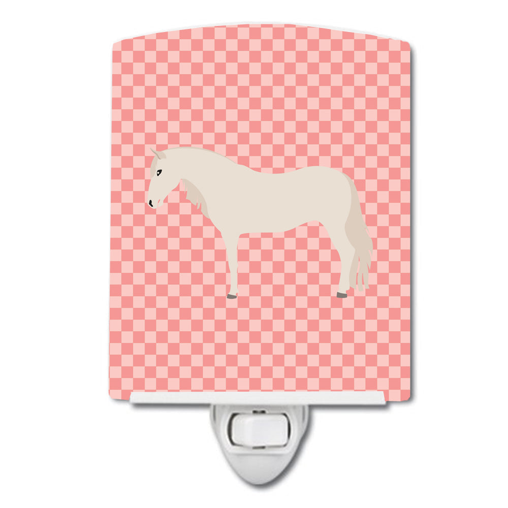 Paso Fino Horse Pink Check Ceramic Night Light Compact, UL-Certified, Ideal for Bedroom, Bathroom, Nursery, Hallway, Kitchen, 6x4x3, Multicolor