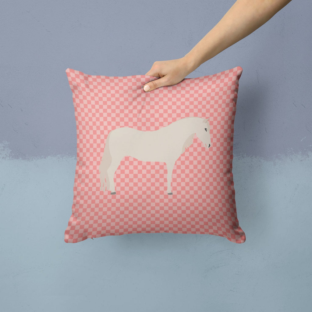 Paso Fino Horse Pink Check Decorative Throw Pillow 14x14 Indoor Outdoor Accent Cushion, Fabric Cover with Insert for Sofa, Bed, Porch & Living Room