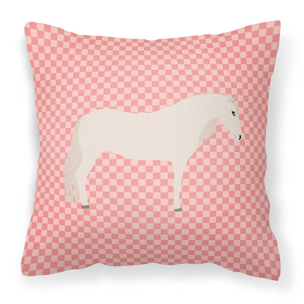 Paso Fino Horse Pink Check Decorative Throw Pillow 18x18 Indoor Outdoor Accent Cushion, Fabric Cover with Insert for Sofa, Bed, Porch & Living Room