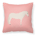 Paso Fino Horse Pink Check Decorative Throw Pillow 18x18 Indoor Outdoor Accent Cushion, Fabric Cover with Insert for Sofa, Bed, Porch & Living Room