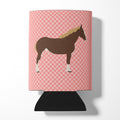 Percheron Horse Pink Check Can or Bottle Hugger Cooler Sleeve for Standard 12 oz Cans, Insulated Foam Beer & Soda Can Hugger Reusable