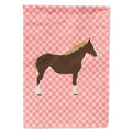 Percheron Horse Pink Check House Flag 28x40 Porch Sleeve Pole Decorative Outside Yard Banner Artwork Wall Hanging, Polyester