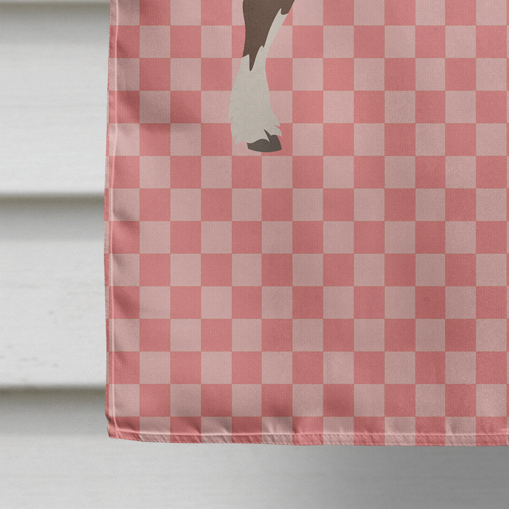 Percheron Horse Pink Check House Flag 28x40 Porch Sleeve Pole Decorative Outside Yard Banner Artwork Wall Hanging, Polyester