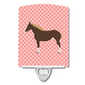 Percheron Horse Pink Check Ceramic Night Light Compact, UL-Certified, Ideal for Bedroom, Bathroom, Nursery, Hallway, Kitchen, 6x4x3, Multicolor