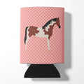 Pinto Horse Pink Check Can or Bottle Hugger Cooler Sleeve for Standard 12 oz Cans, Insulated Foam Beer & Soda Can Hugger Reusable
