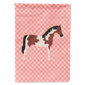 Pinto Horse Pink Check House Flag 28x40 Porch Sleeve Pole Decorative Outside Yard Banner Artwork Wall Hanging, Polyester