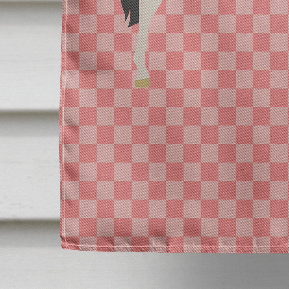 Pinto Horse Pink Check House Flag 28x40 Porch Sleeve Pole Decorative Outside Yard Banner Artwork Wall Hanging, Polyester