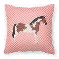 Pinto Horse Pink Check Decorative Throw Pillow 18x18 Indoor Outdoor Accent Cushion, Fabric Cover with Insert for Sofa, Bed, Porch & Living Room