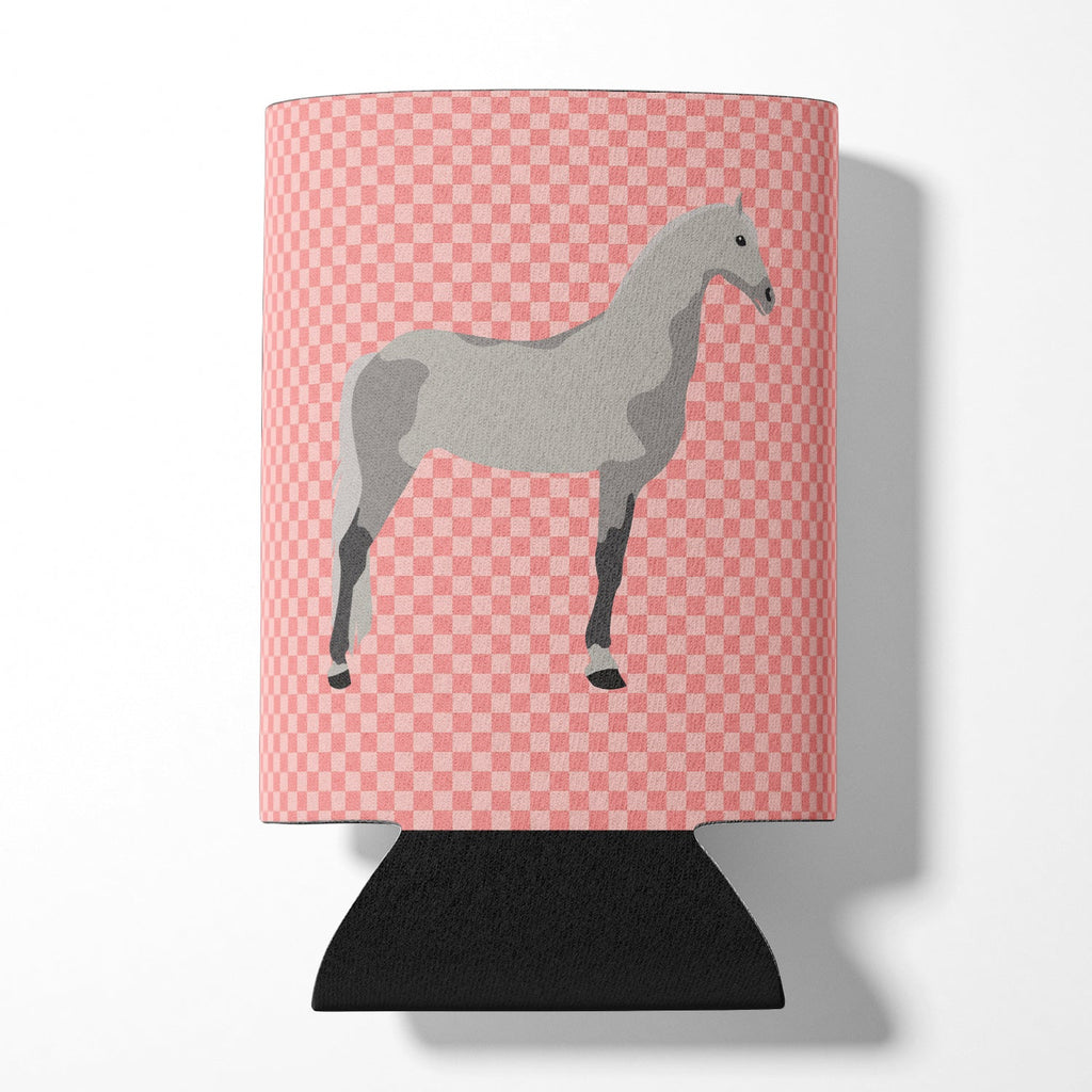 Orlov Trotter Horse Pink Check Can or Bottle Hugger Cooler Sleeve for Standard 12 oz Cans, Insulated Foam Beer & Soda Can Hugger Reusable