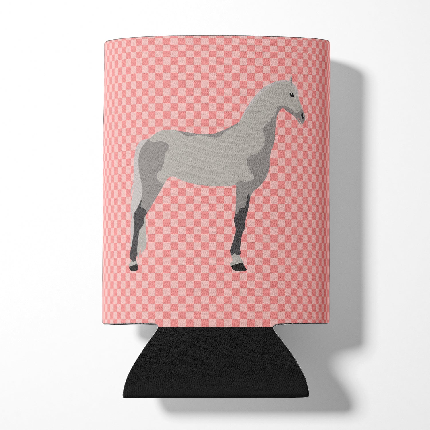 Orlov Trotter Horse Pink Check Can or Bottle Hugger Cooler Sleeve for Standard 12 oz Cans, Insulated Foam Beer & Soda Can Hugger Reusable