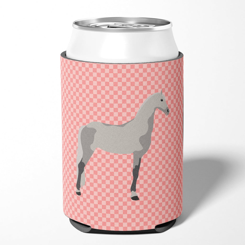 Orlov Trotter Horse Pink Check Can or Bottle Hugger Cooler Sleeve for Standard 12 oz Cans, Insulated Foam Beer & Soda Can Hugger Reusable