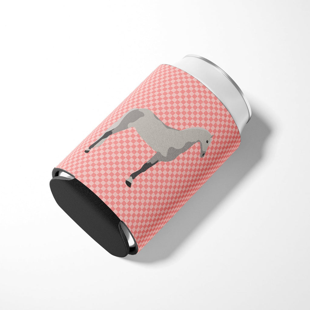 Orlov Trotter Horse Pink Check Can or Bottle Hugger Cooler Sleeve for Standard 12 oz Cans, Insulated Foam Beer & Soda Can Hugger Reusable