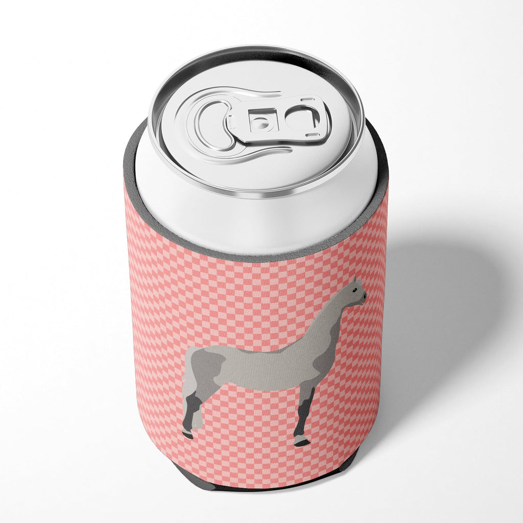 Orlov Trotter Horse Pink Check Can or Bottle Hugger Cooler Sleeve for Standard 12 oz Cans, Insulated Foam Beer & Soda Can Hugger Reusable