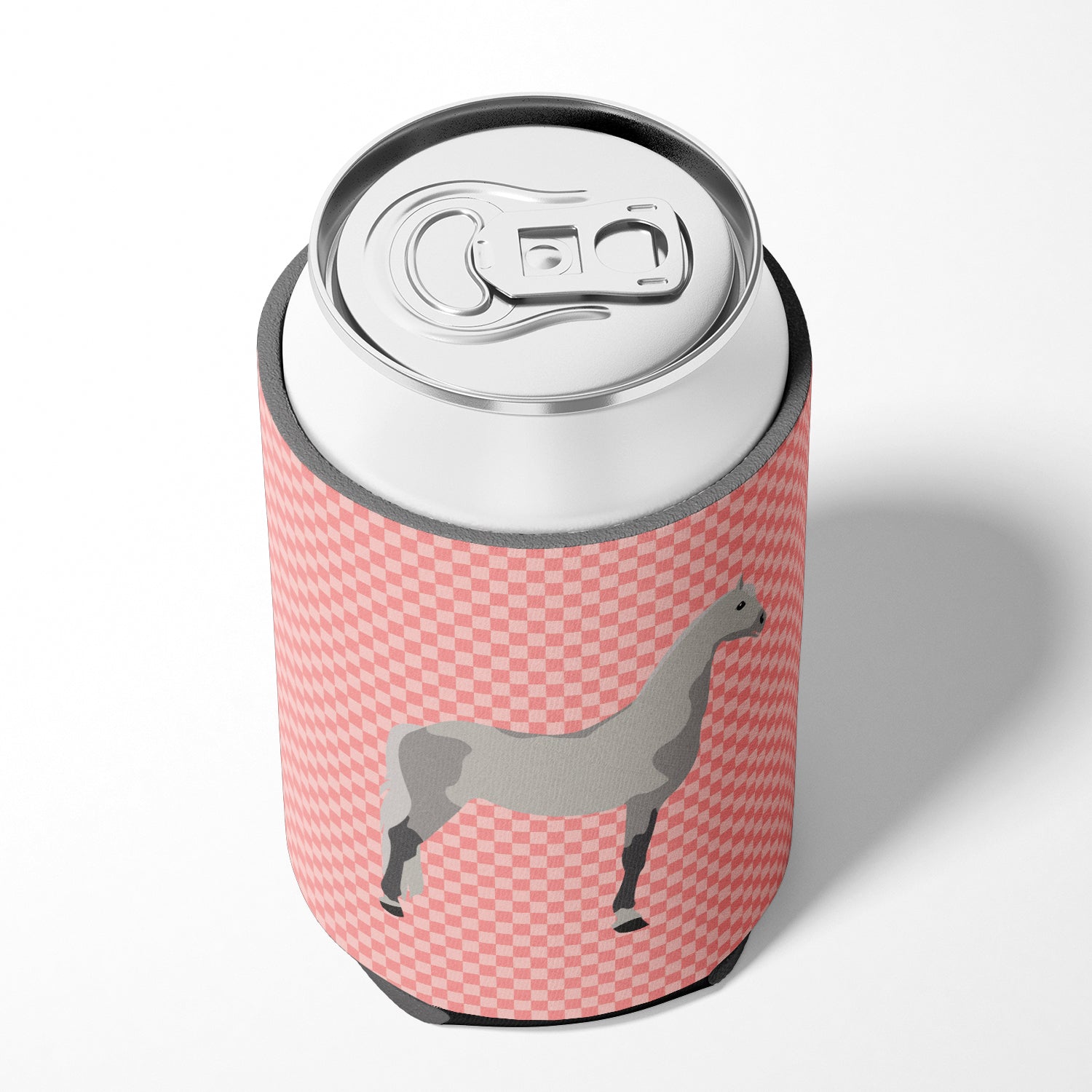 Orlov Trotter Horse Pink Check Can or Bottle Hugger Cooler Sleeve for Standard 12 oz Cans, Insulated Foam Beer & Soda Can Hugger Reusable